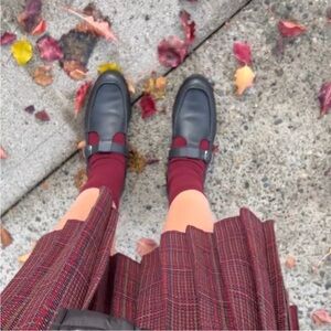 Everlane The Leather T-Strap Flat Black size 10